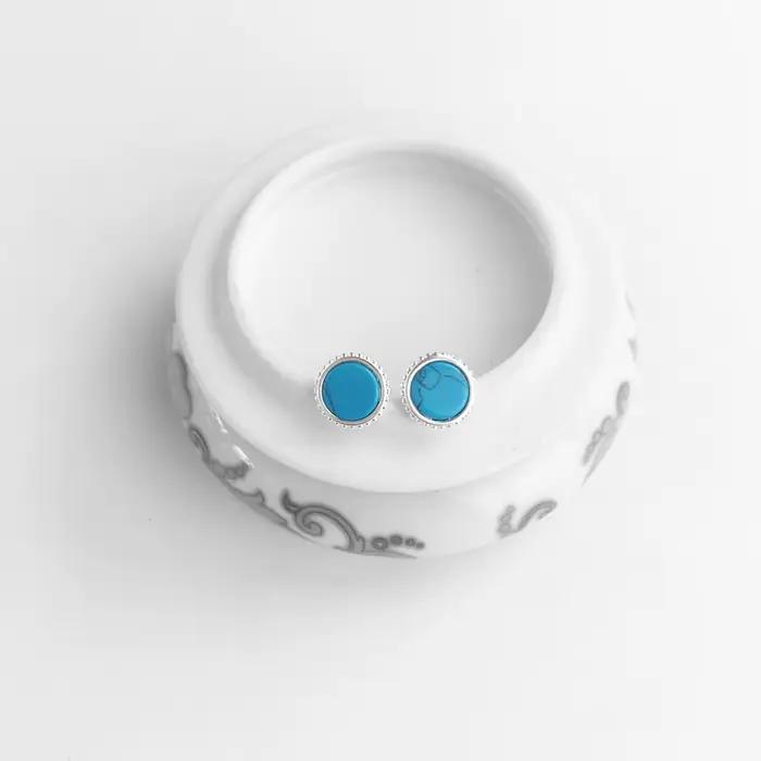 Boucles d'oreilles en turquoise bohème pour femmes occasions spéciales argent sterling 925 certifié CNAS
