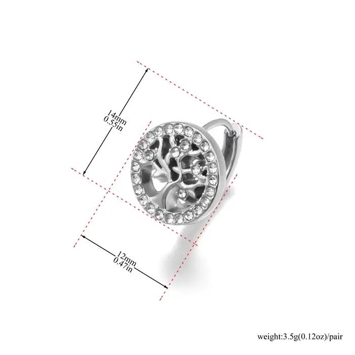 Boucles d'oreilles arbre de vie élégantes pour femmes et filles, en acier inoxydable, en Zircon transparent, arbre généalogique, breloque, bijoux de luxe, étanches