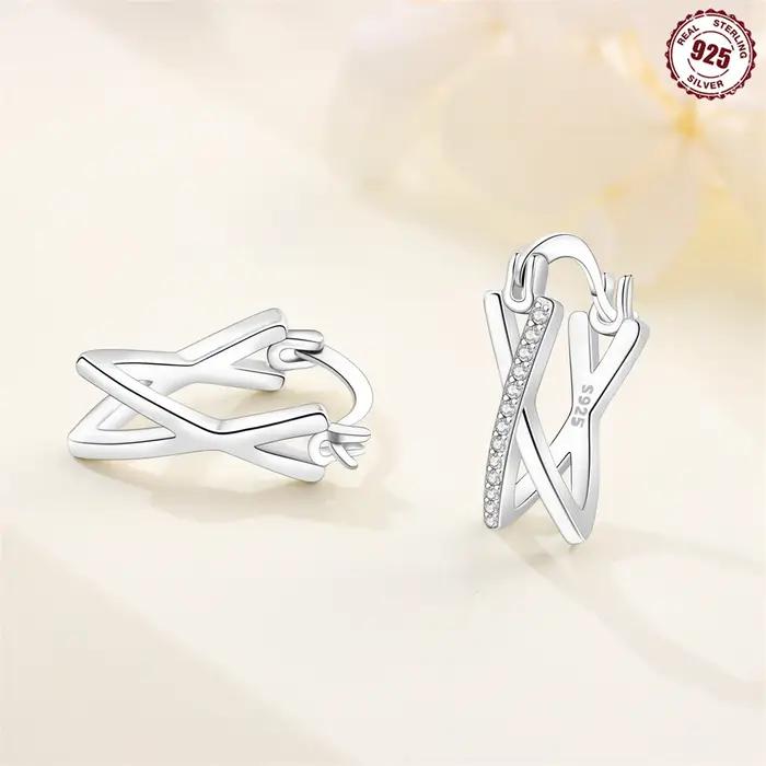 Boucles d'oreilles simples entrelacées en argent sterling 925