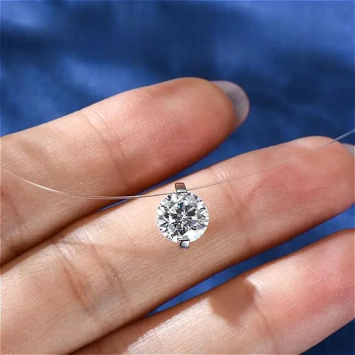 Collier de pêcheur unisexe simple et classique en argent sterling 925 et moissanite de 0