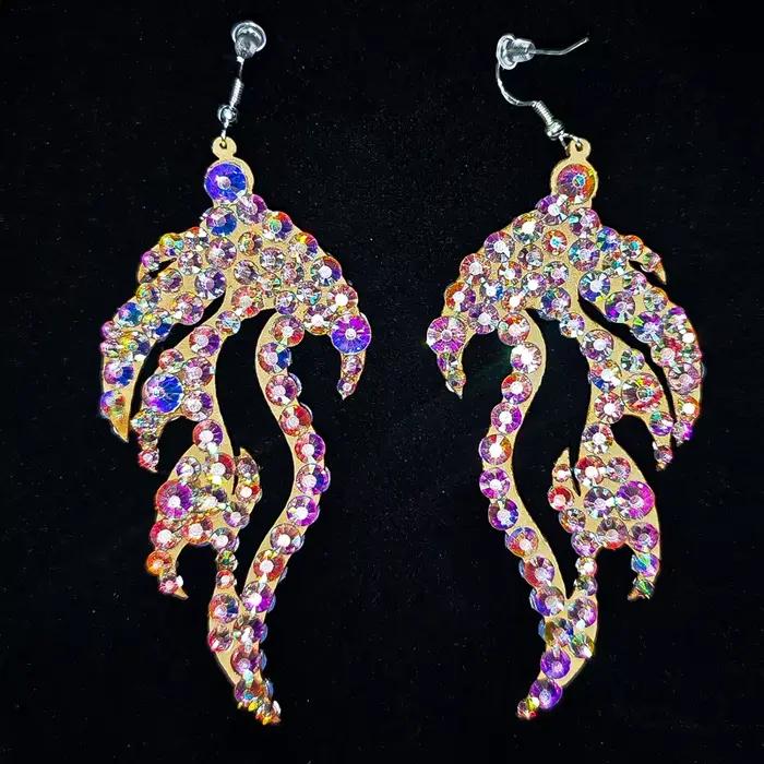Boucles d'oreilles de danse du ventre pour femmes, bijoux gitans, accessoires de Costume de danseuse, strass brillants, Double face, 2 paires/P