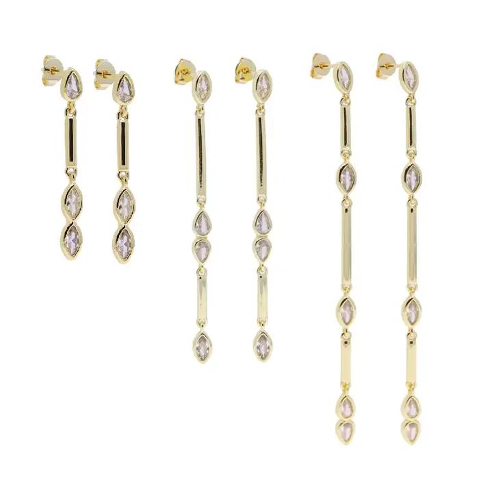 Boucles d'Oreilles Pendantes Zircone Cubique Géométrique pour Femmes Occasions Spéciales Mode Princesse