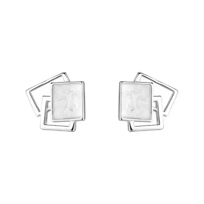 Boucles d'Oreilles Carrées Élégantes en Argent Sterling S925 Pour Femmes Occasions Spéciales Cadeau Anniversaire Design Géométrique Sophistication Chic
