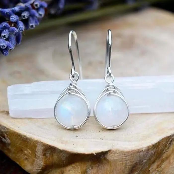 Huitan – boucles d'oreilles fantaisie en perles bleues transparentes pour femmes, accessoires de Style frais, à porter quotidiennement, à la mode, nouveau