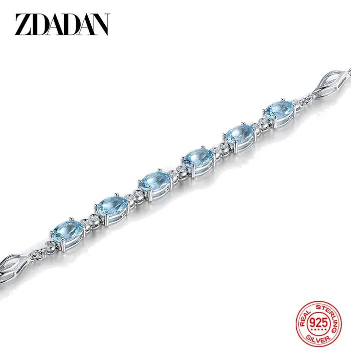 ZDADAN – Bracelet aigue-marine en argent Sterling 925