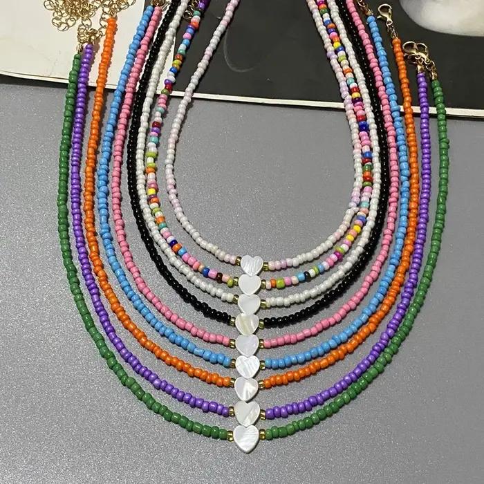 Collier ras du cou en perles de rocaille colorées pour filles