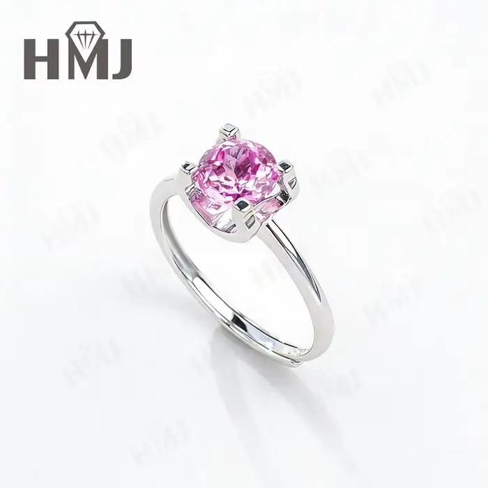 Bague en saphir/padparacha cultivé en laboratoire