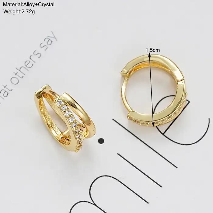 Boucles d'oreilles créoles circulaires en acier inoxydable couleur or pour femme