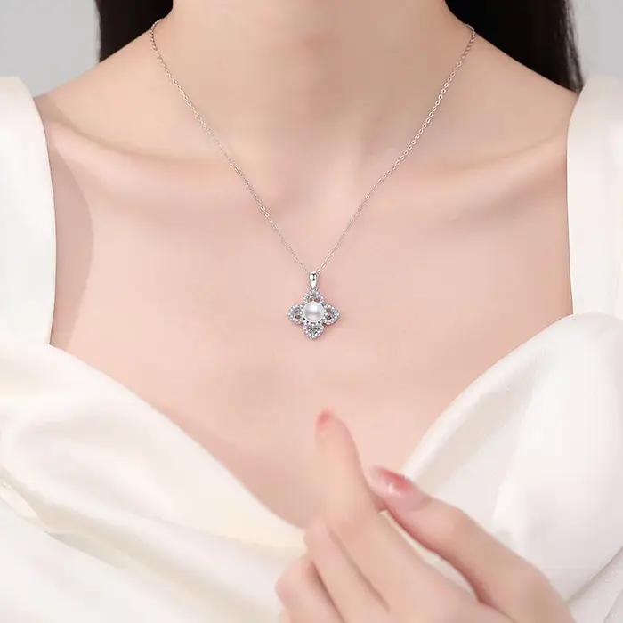 Pendentif en perles naturelles 100% argent Sterling 925