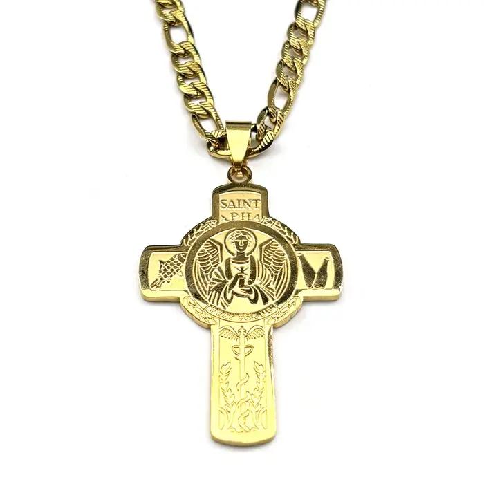 Collier pendentif croix Saint Raphaël chrétien