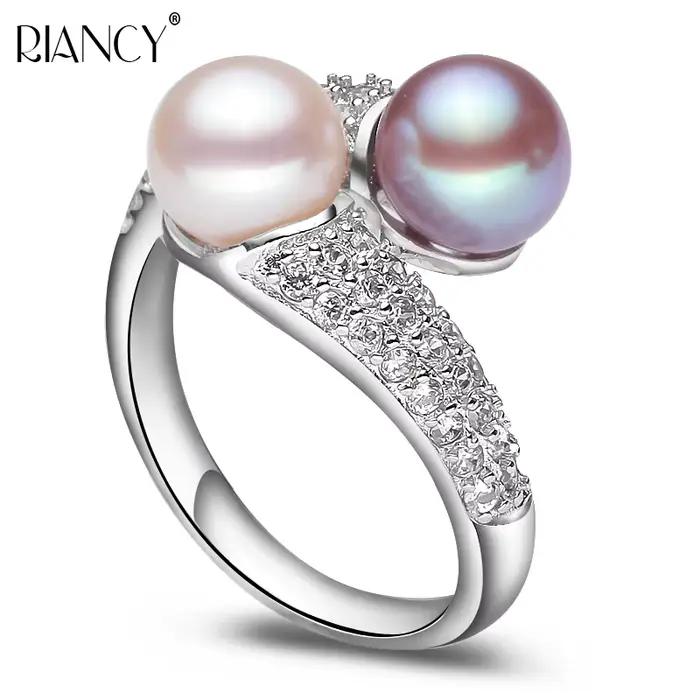 Magnifiques bagues en perles naturelles doubles pour femmes