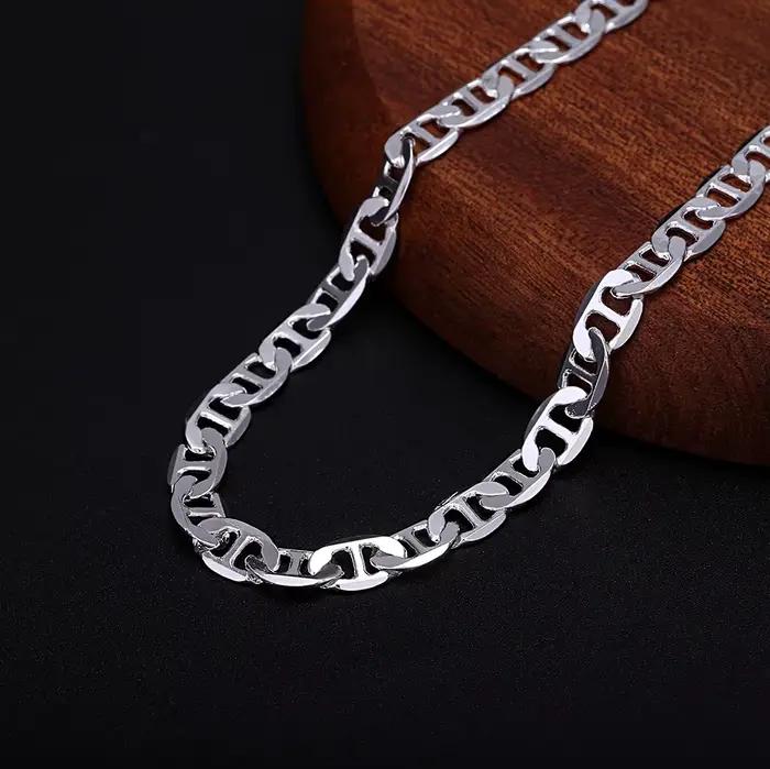 Collier en argent Sterling 925, 45-60cm, noble, luxe, magnifique charme, mode 6MM, garçon, hommes, solide, bijoux de fête de mariage pour femmes