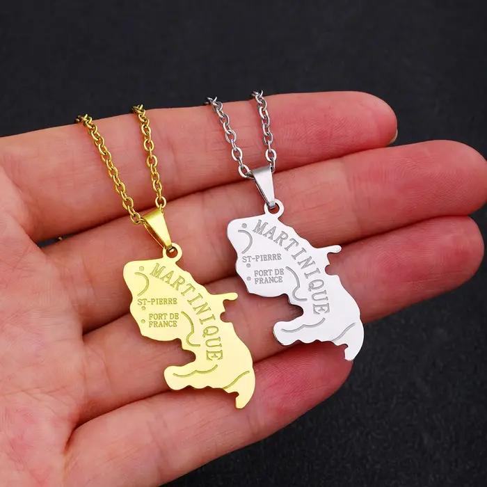Pendentif en acier inoxydable de la ville de la Martinique pour homme et femme, bijou ethnique pour anniversaire et cadeau culturel caribéen