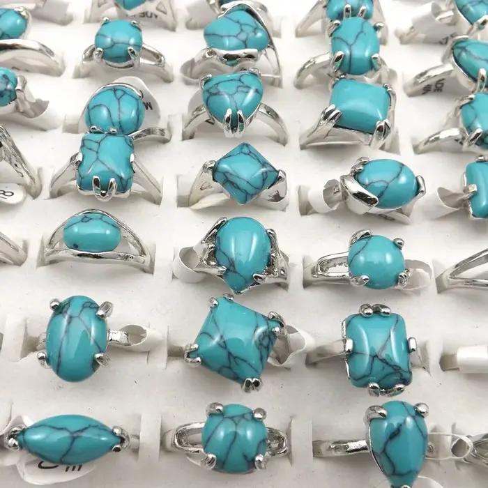 XiaoYaoTYM mélange Lot bagues en pierre naturelle Bague femme bijoux de mode Bague 50 pièces/paquet