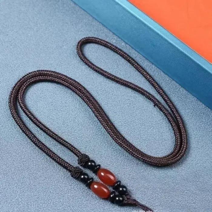 Collier en cordon ciré haut de gamme avec pendentif en jade, bijoux unisexes