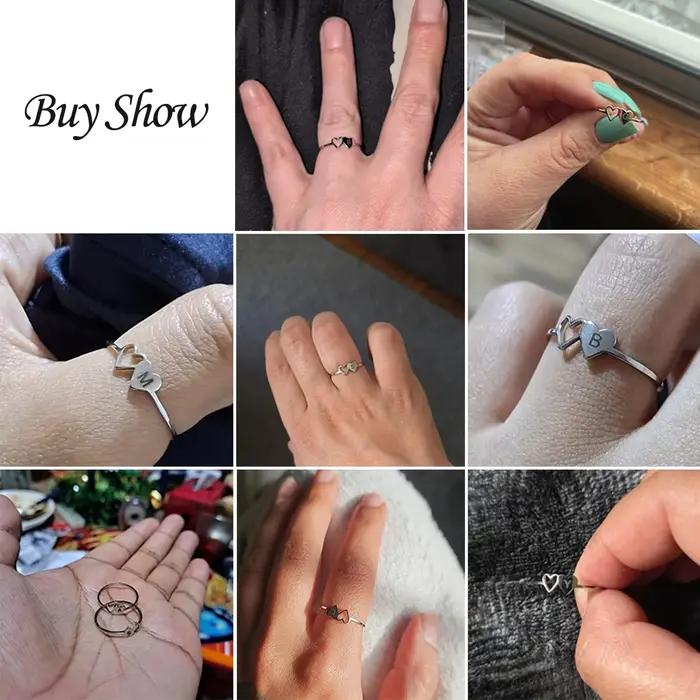COOLTIME – bague avec lettre initiale pour femmes