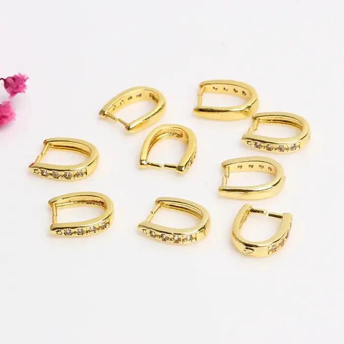 5Pcs Plaqué Or Laiton Pave Zircon Pinch Cimp Bail Pendentif Clasp