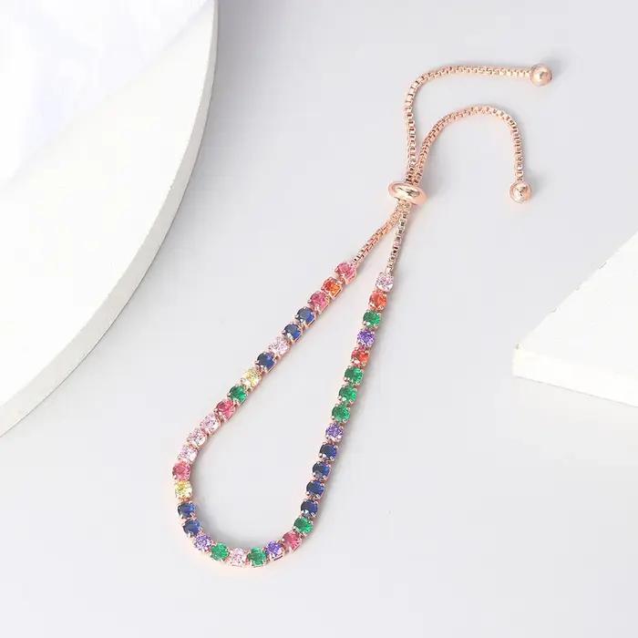 Bracelet de tennis en zircon or rose style moderne pour femmes occasions spéciales bijou unique originalité elegance