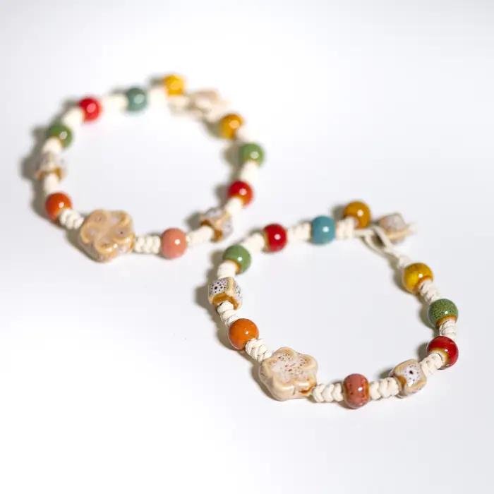Bracelet en céramique Harmony Arc-en-Ciel design floral bohème pour femmes occasions spéciales