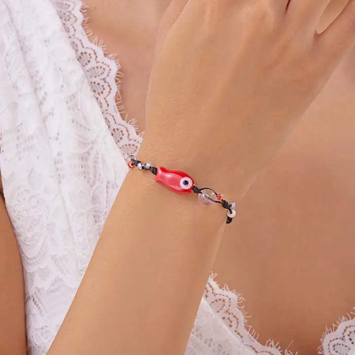 Bracelet de perles de poisson en céramique coloré pour femmes