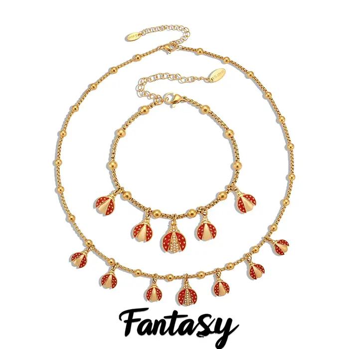 Collier pendentif coccinelle mignon plaqué or en acier inoxydable