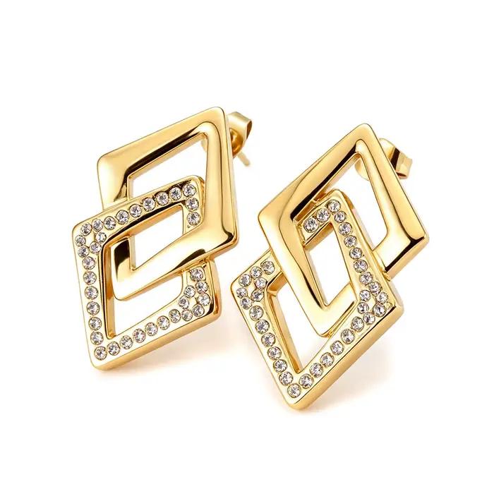 JeeMango – boucles d'oreilles géométriques en Zircon pour femmes, en acier inoxydable, couleur or, c