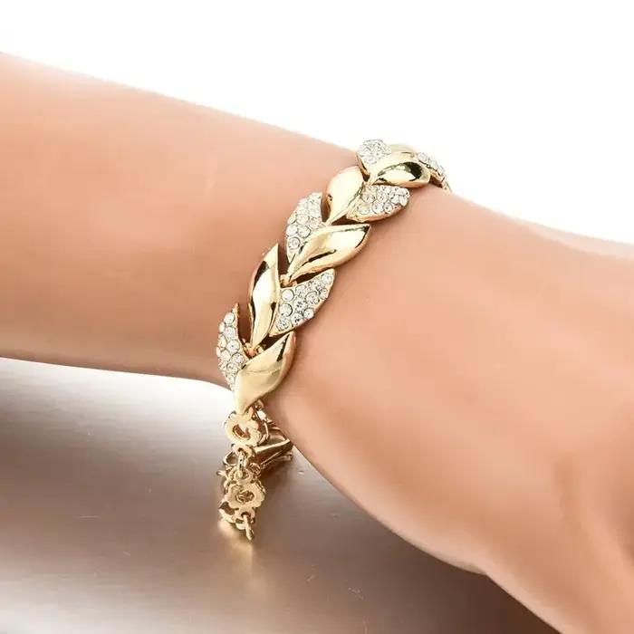 Nouvelle mode de luxe couleur or feuille couple Bracelets pour femme hommes charme plein de Zircon cristal bracelet bijoux accessoires cadeau
