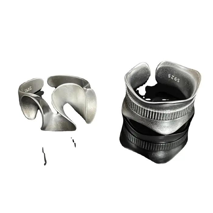 Bagues à Manchette Torsadées Irregulières en Placage d'Argent pour Femmes Style Hiphop Rock Occasions Spéciales Cadeaux D'Amis