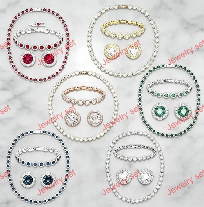Nouveauté 2026 : Parure de bijoux assortie (bracelet, boucles d'oreilles, collier) - Collier, boucles d'oreilles et bracelet en cristal cœur marin haut de gamme, idéal pour les soirées