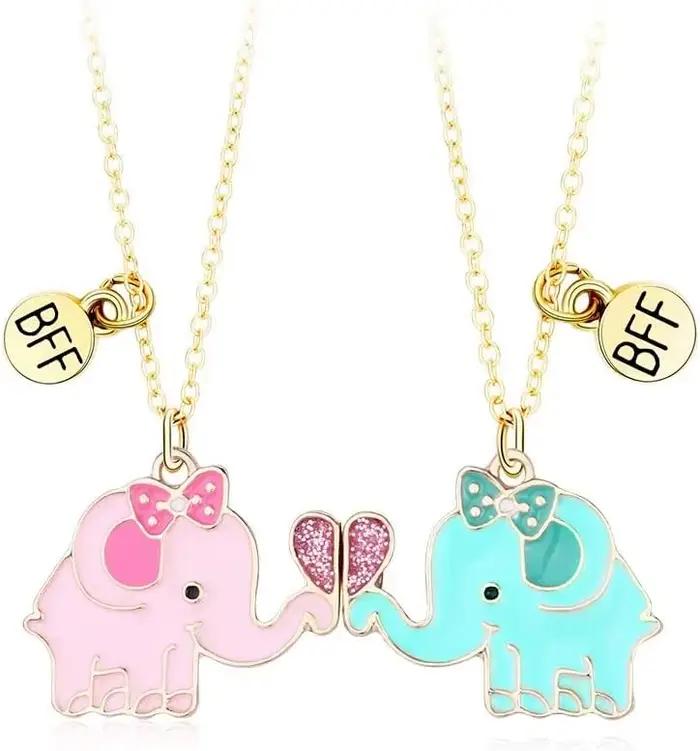 Collier meilleur ami pour 2 filles, collier d'amitié magnétique assorti, pendentif demi-cœur, collie
