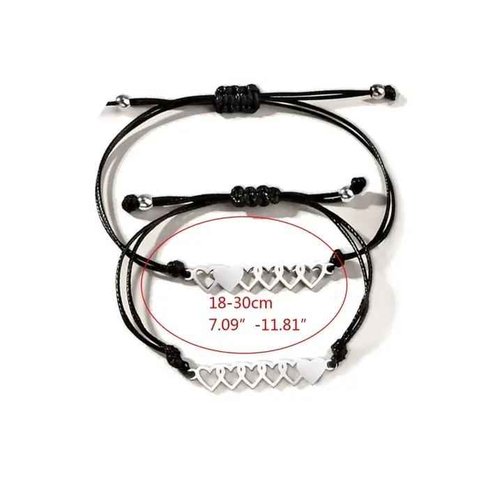 Bracelet d'amitié assorti en forme cœur, bijoux à Distance réglable, 6 pièces