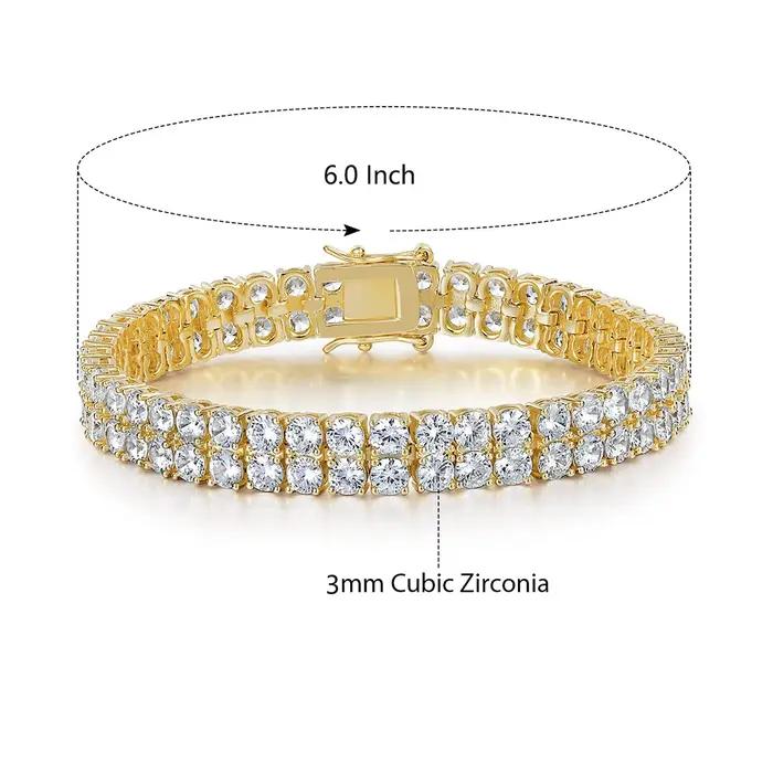 Icedminer 2 rangées 3mm Zircon glacé chaîne de Tennis Bracelets pour hommes femmes en laiton Hip Hop bijoux livraison gratuite