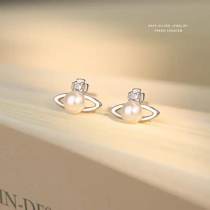 Boucles d'oreilles simples en argent Sterling 999 pour femmes