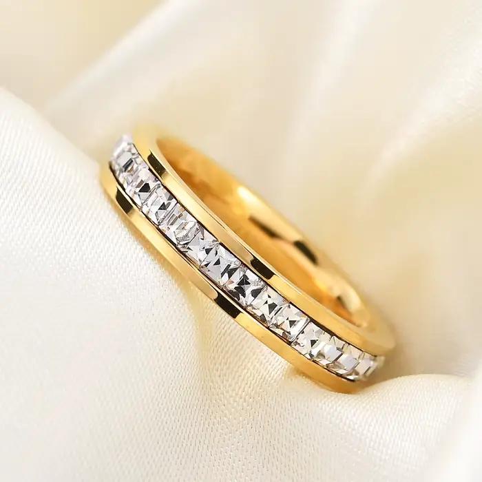 VQYSKO bijoux de mariage et de fiançailles luxueux et élégants, bagues de couple pour femmes serties de diamants artificiels brillants carrés