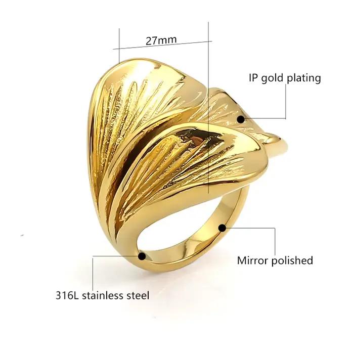 Bagues en acier inoxydable plaqué or 18 carats pour femmes
