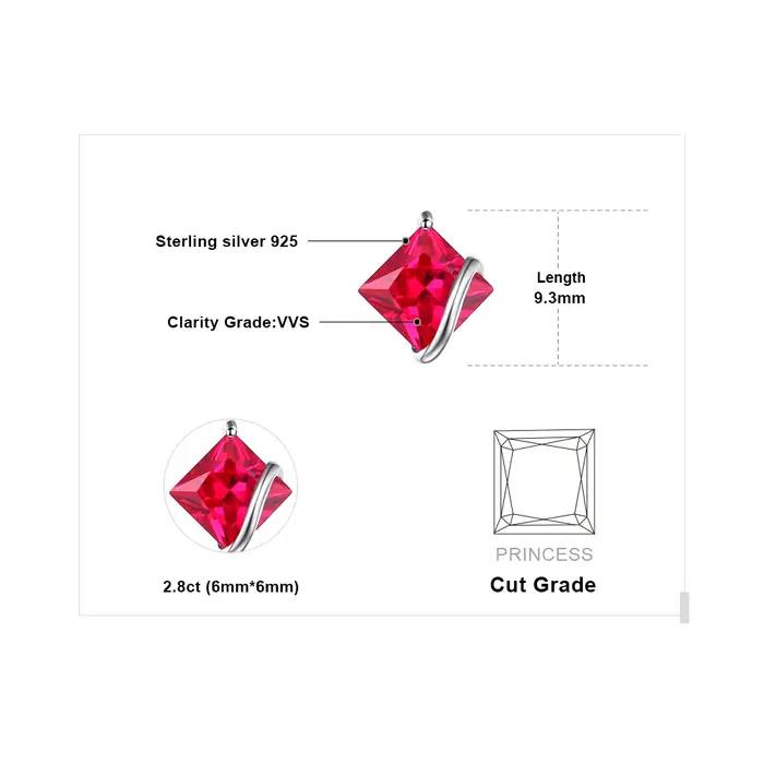 Boucles d'oreilles carrées rubis rouge en argent sterling 925 pour femmes occasions spéciales bijoux élégants et durables