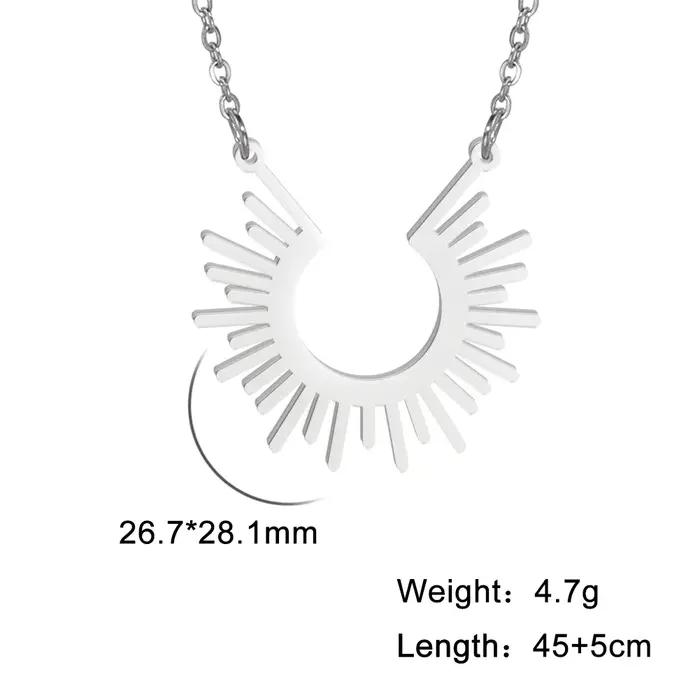 Cazador – collier avec pendentif rayons de soleil pour femmes, demi-cercle à pointes, ras du cou, bi