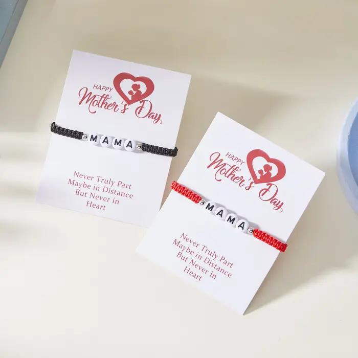 Bracelet en coton tissé à la main avec lettres personnalisables cadeau de fête des mères pour femmes style moderne ocassions spéciales