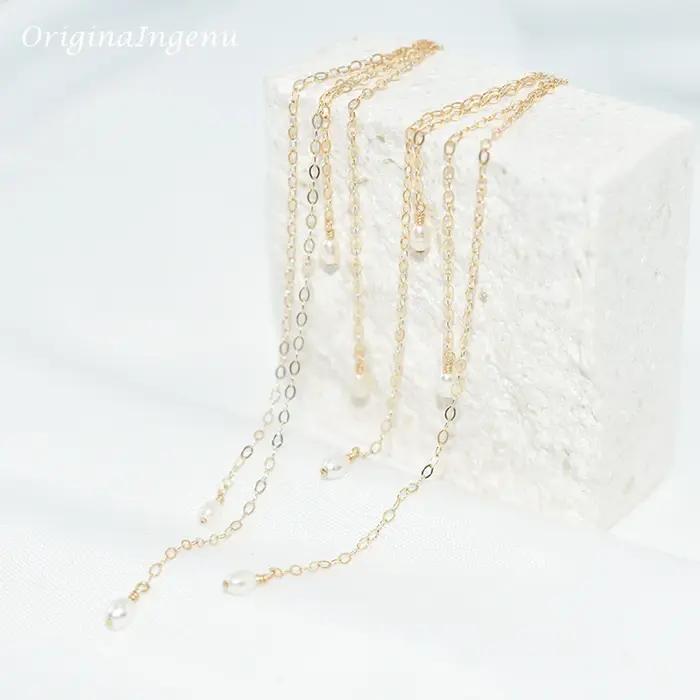 Boucles d'oreilles en perles d'eau douce naturelles or 14K bijoux vintage boho pour femmes occasions spéciales soirée fantaisie