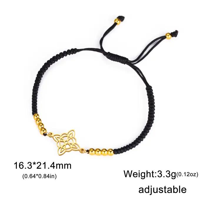LIKGREAT Bracelet noeud de sorcière irlandaise pour femmes hommes noeud celtique corde tissée bijoux acier inoxydable amulette Talisman cadeau d'anniversaire