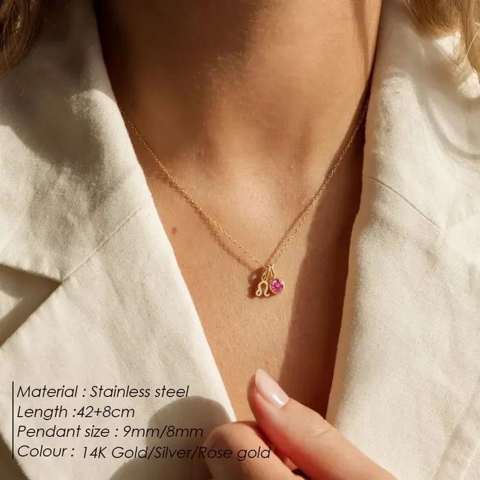 Collier en acier inoxydable avec double pendentif et strass pour femmes pour occasions spéciales et quotidienne