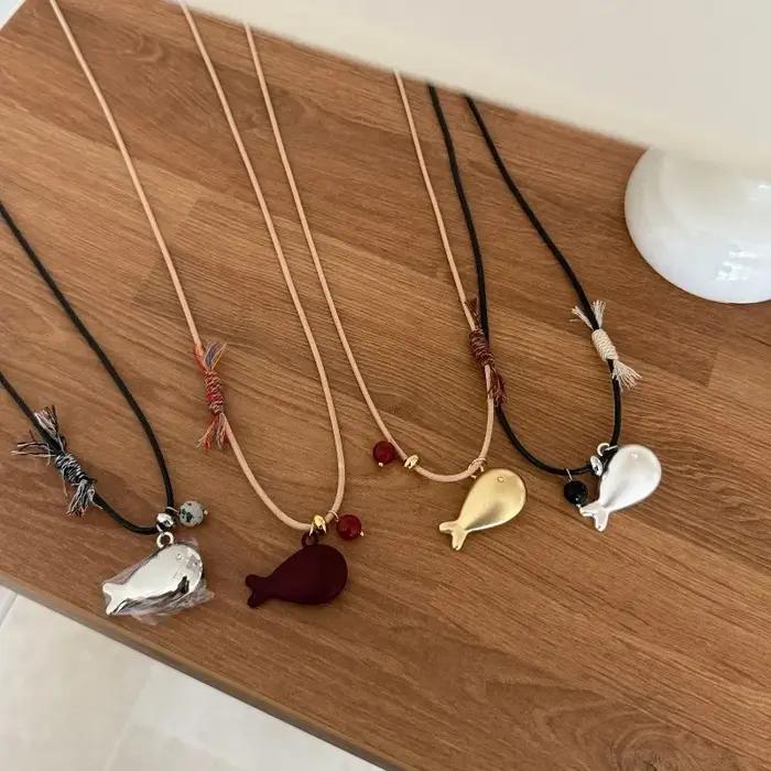 Collier réglable en corde de poisson doré cuivre pour femmes style décontracté sportif cadeau occasionnelle festive
