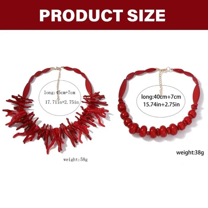 Collier corail irrégulier élégant avec chaîne longueur réglable