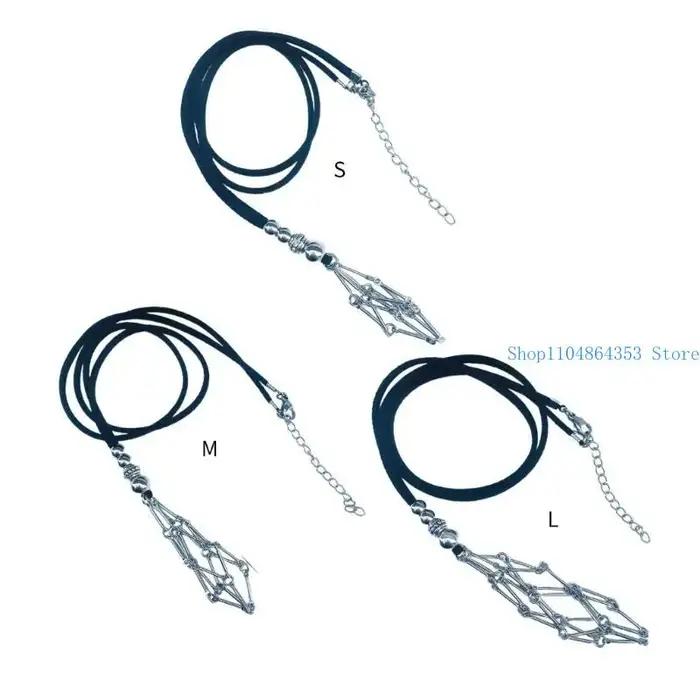 Collier en maille et corde réglable pour femme avec cage porte-pierre vide, design classique adaptable à toutes les occasions