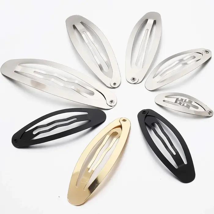20 pièces 4/5/6/7/8 cm ovale goutte d'eau forme carrée pince à cheveux Base vierge Snap Alligator épingle