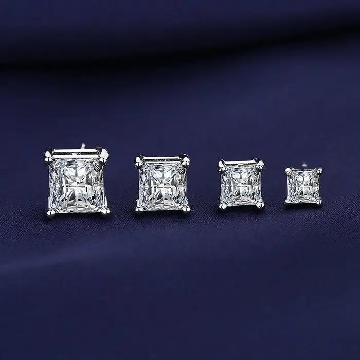 Boucles d'oreilles magnétiques en zircone carrée éblouissante