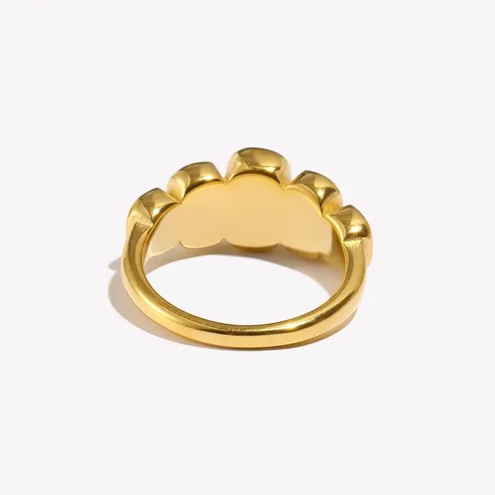 Bague géométrique en acier inoxydable 316L sertie de zirconium blanc élégante pour femmes occasions spéciales fantaisie moderne alliance mariage