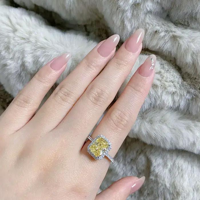 Bague de mariage en or blanc massif 18k pour femmes avec diamant de 3 carats pour engagement occasions spéciales et cadeaux romantiques