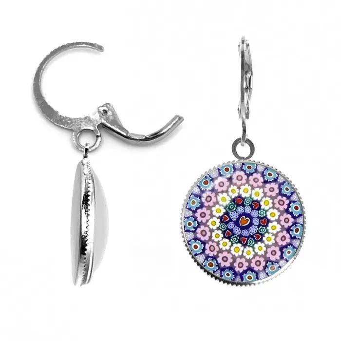 Boucles d'oreilles en forme de fleur de Murano Millefiori
