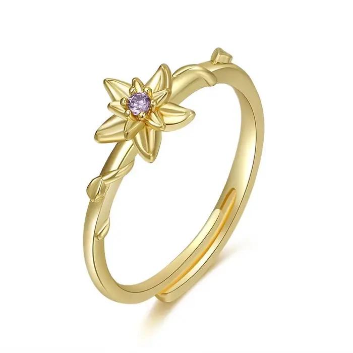 Bague Fleur Anenjery bijou floral hypoallergénique pour femmes occasions spéciales cadeau d'anniversaire ajustable en cuivre zircone cubique
